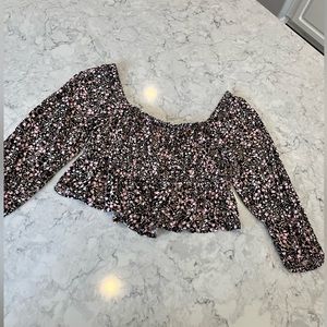 Cropped peplum floral top with long sleeves from J Crew size XL